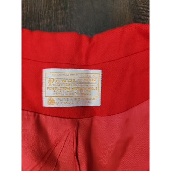 Pendleton Blazer Womens SZ 18 Virgin Wool Red Jacket USA Made Lined Shoulder Pad - Picture 9 of 10